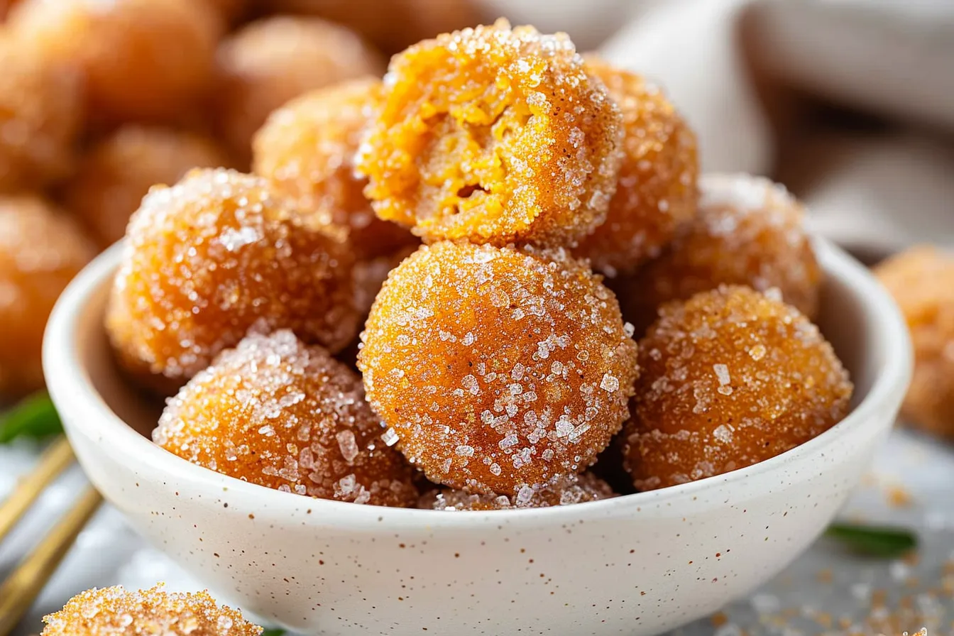 BAKED CINNAMON SUGAR PUMPKIN DONUT HOLES RECIPE