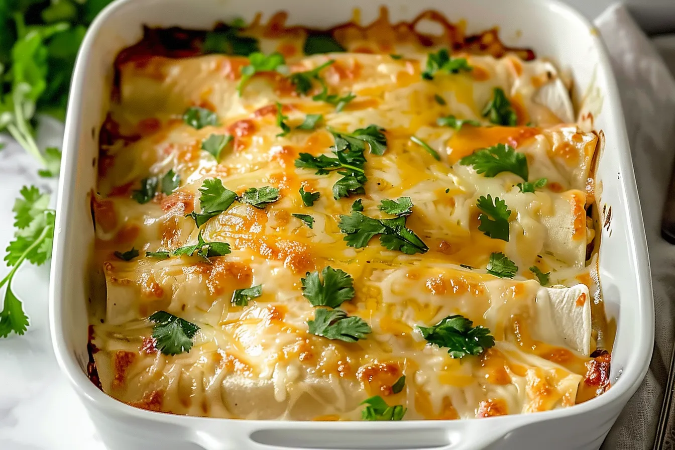 CREAMY WHITE CHICKEN ENCHILADAS RECIPE