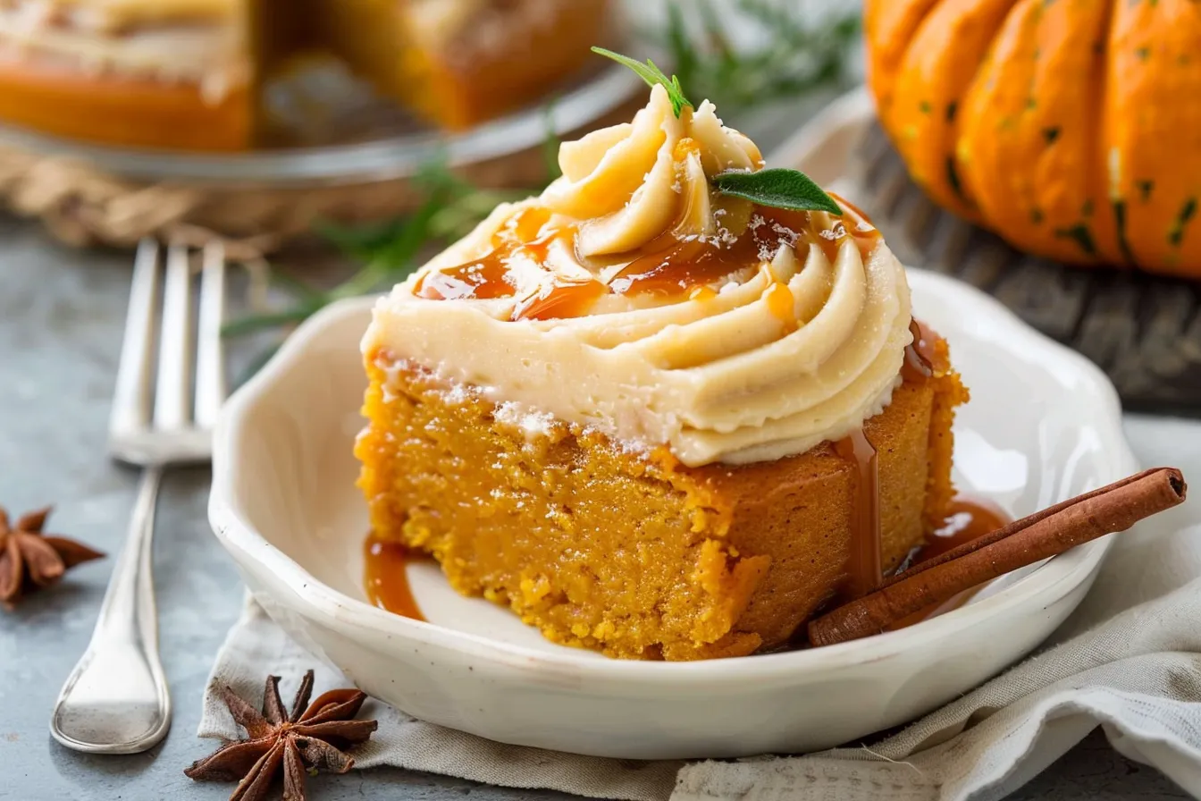 Pumpkin Cake with Caramel Cream Cheese Frosting