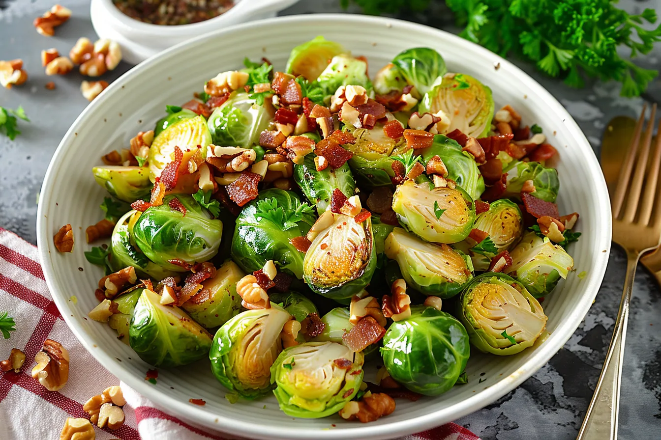 Brussels Sprouts with Walnuts and Pancetta