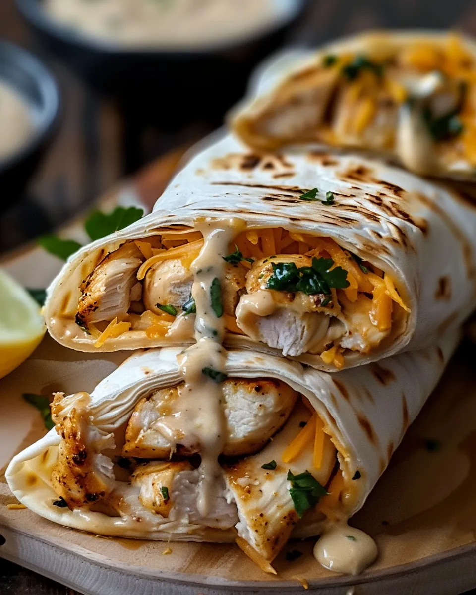 Cheesy Garlic Chicken Wraps