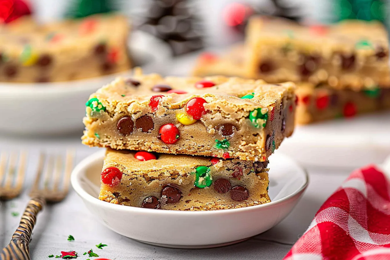 Christmas M&M Cookie Bars