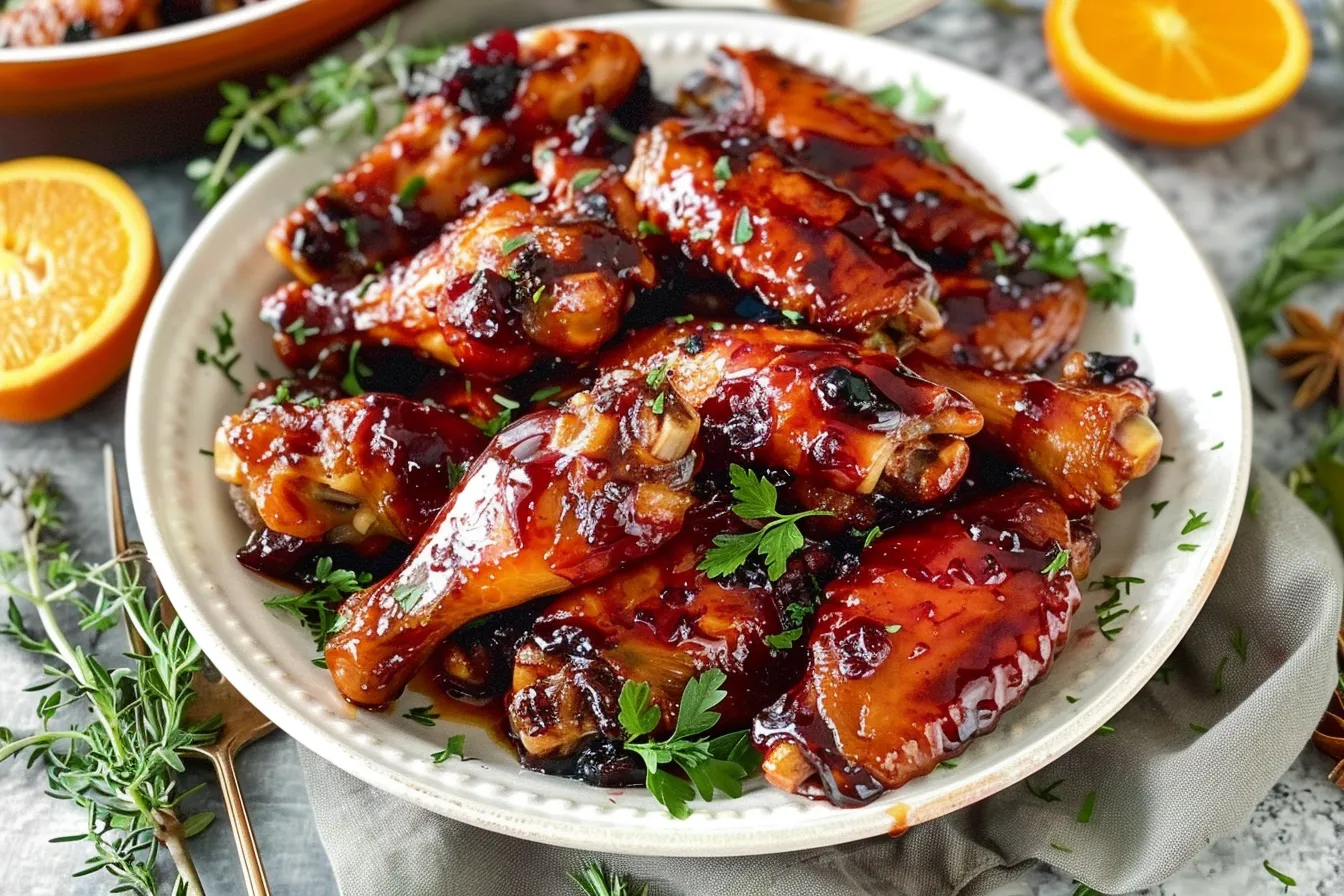 Cranberry Glazed Turkey Wings
