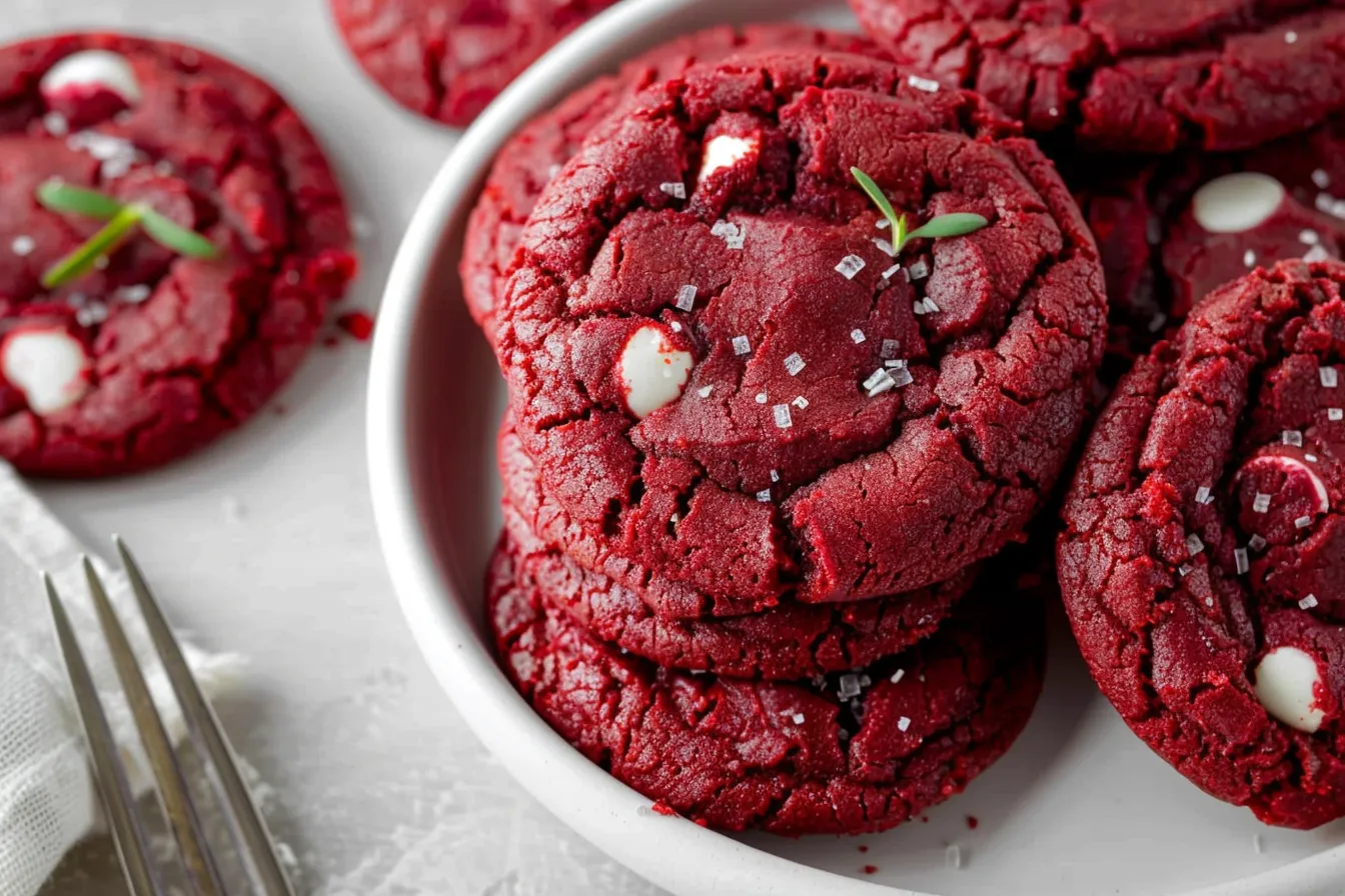 Red Velvet Cookies Made with Cake Mix