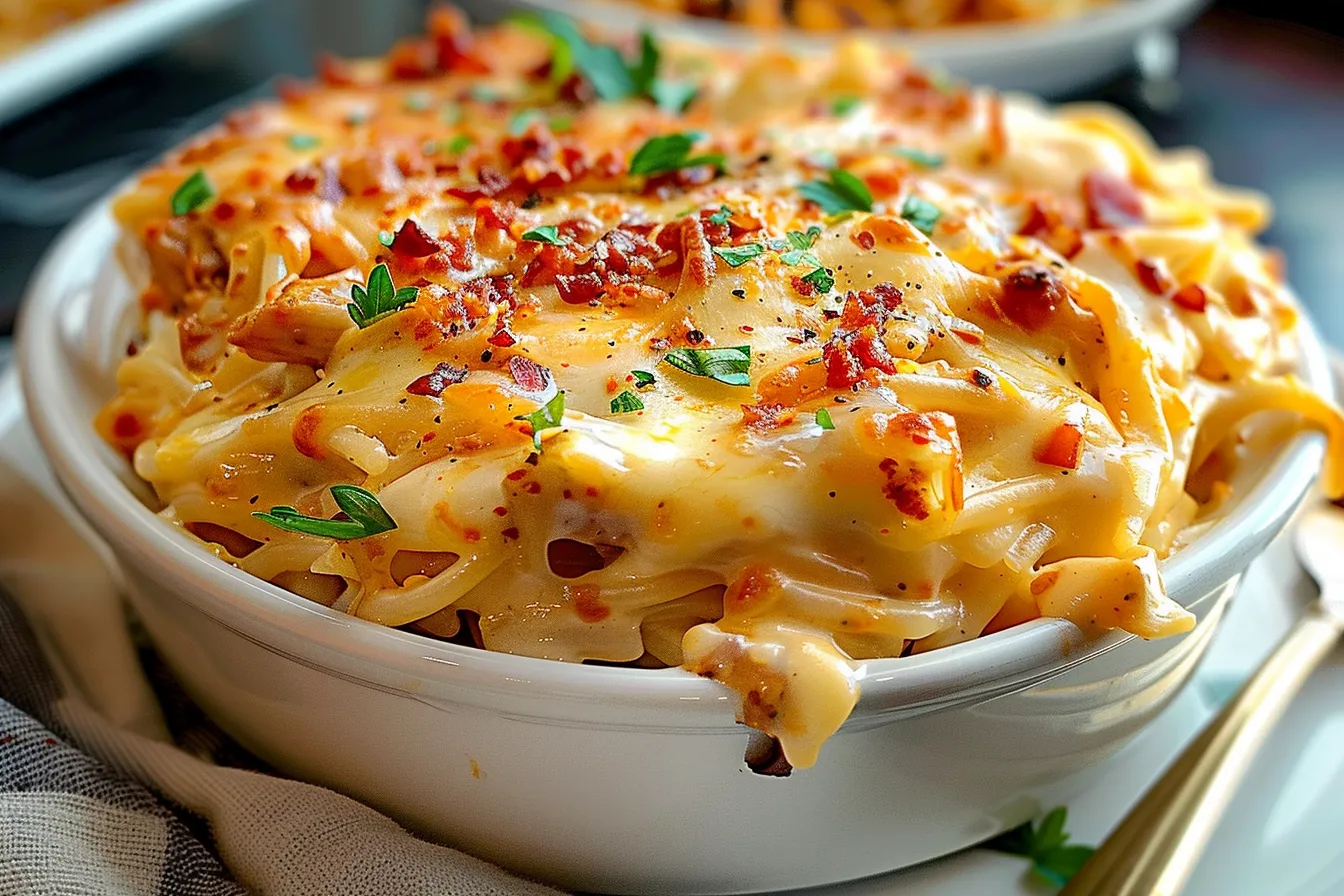 SPICY SOUTHERN CHEESY CHICKEN SPAGHETTI CASSEROLE