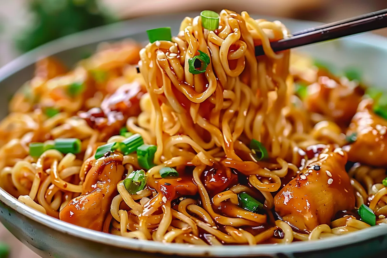 Sticky Garlic Chicken Noodles