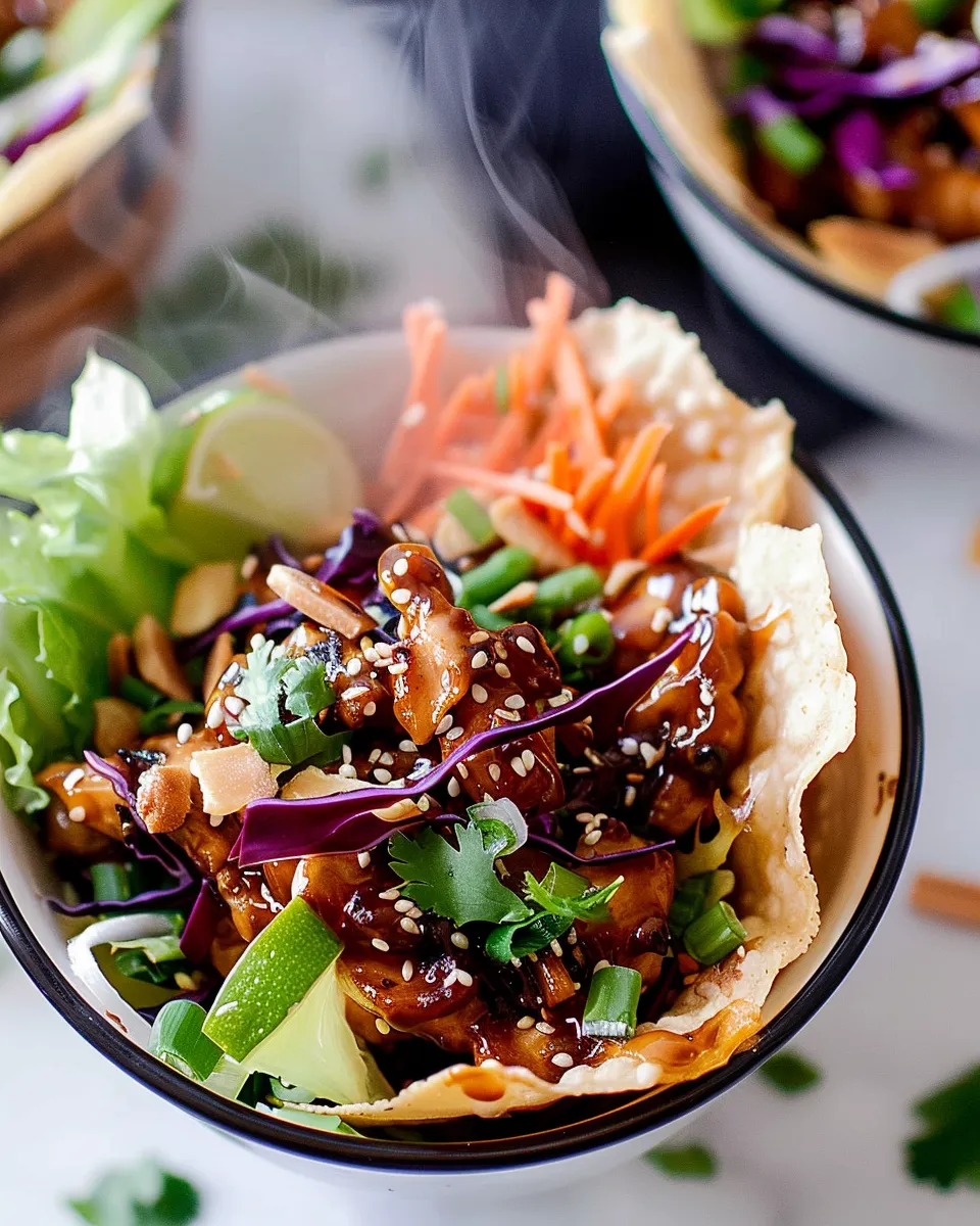 TERIYAKI CHICKEN WONTON TACO BOWLS