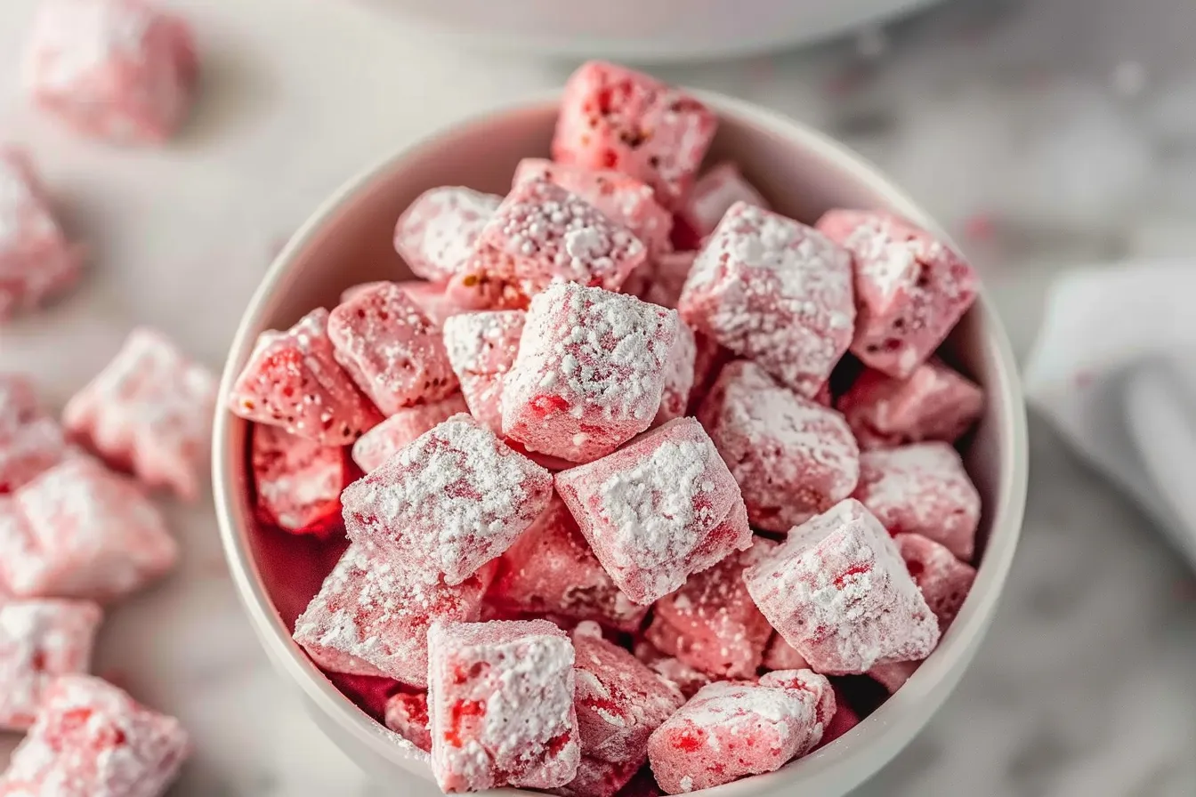 Easy Strawberry Shortcake Puppy Chow