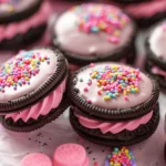 Oreo Valentines with Pink Candy Wafers