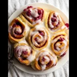 Raspberry Cinnamon Rolls with Lemon Glaze