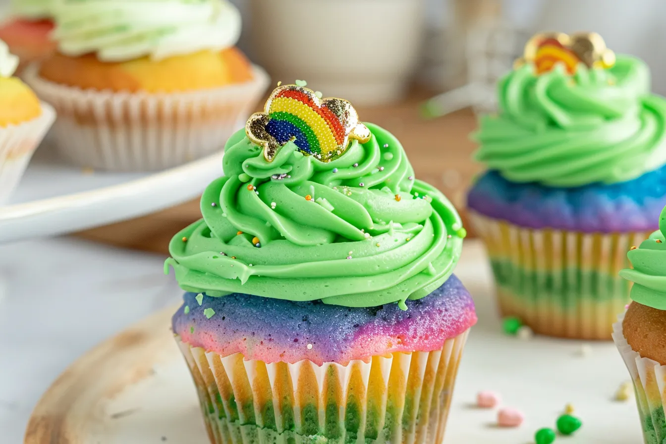 St. Patrick’s Day Rainbow Cupcakes