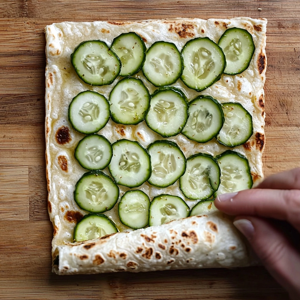 Cucumber and Cream Cheese Sandwich Rolls (with Lavash Bread) - step by step
