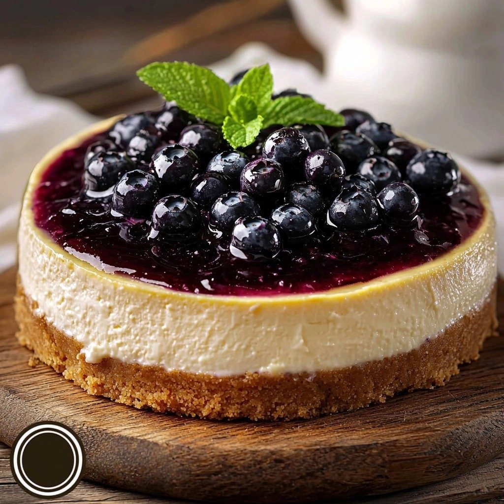 Easy No-Bake Blueberry Cheesecake Recipe - finished dish