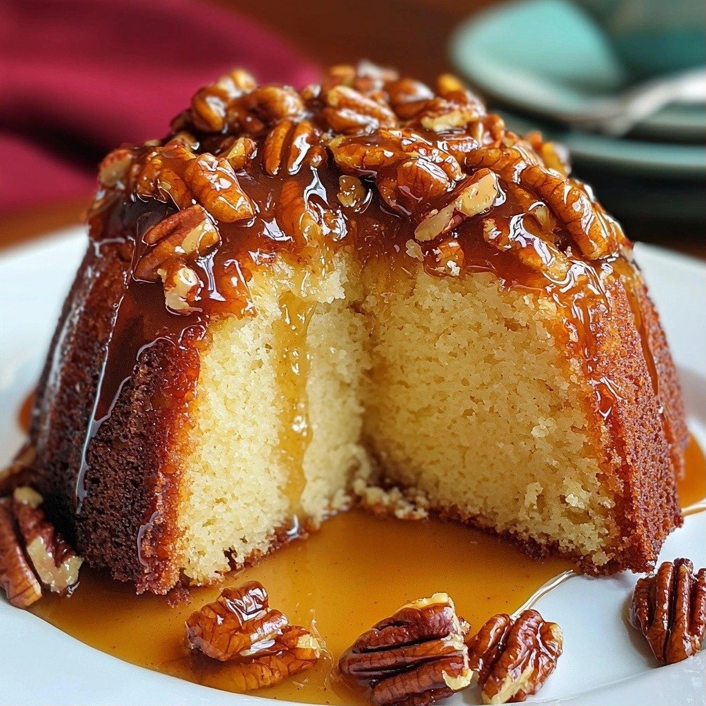 Pecan Upside Down Cake - step by step