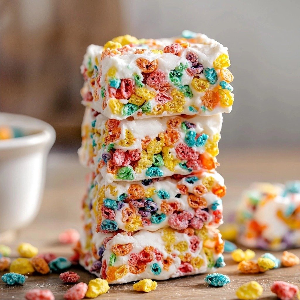 Fruity Pebbles Rice Krispies Treats - finished dish