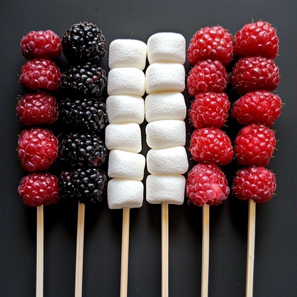 American Flag Fruit Skewers - step by step