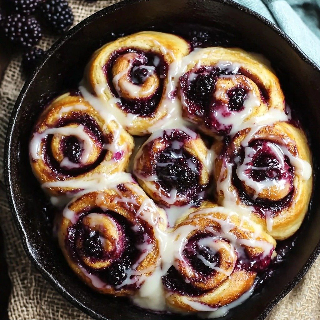 Easy 5-Ingredient Skillet Blackberry Sweet Rolls - finished dish
