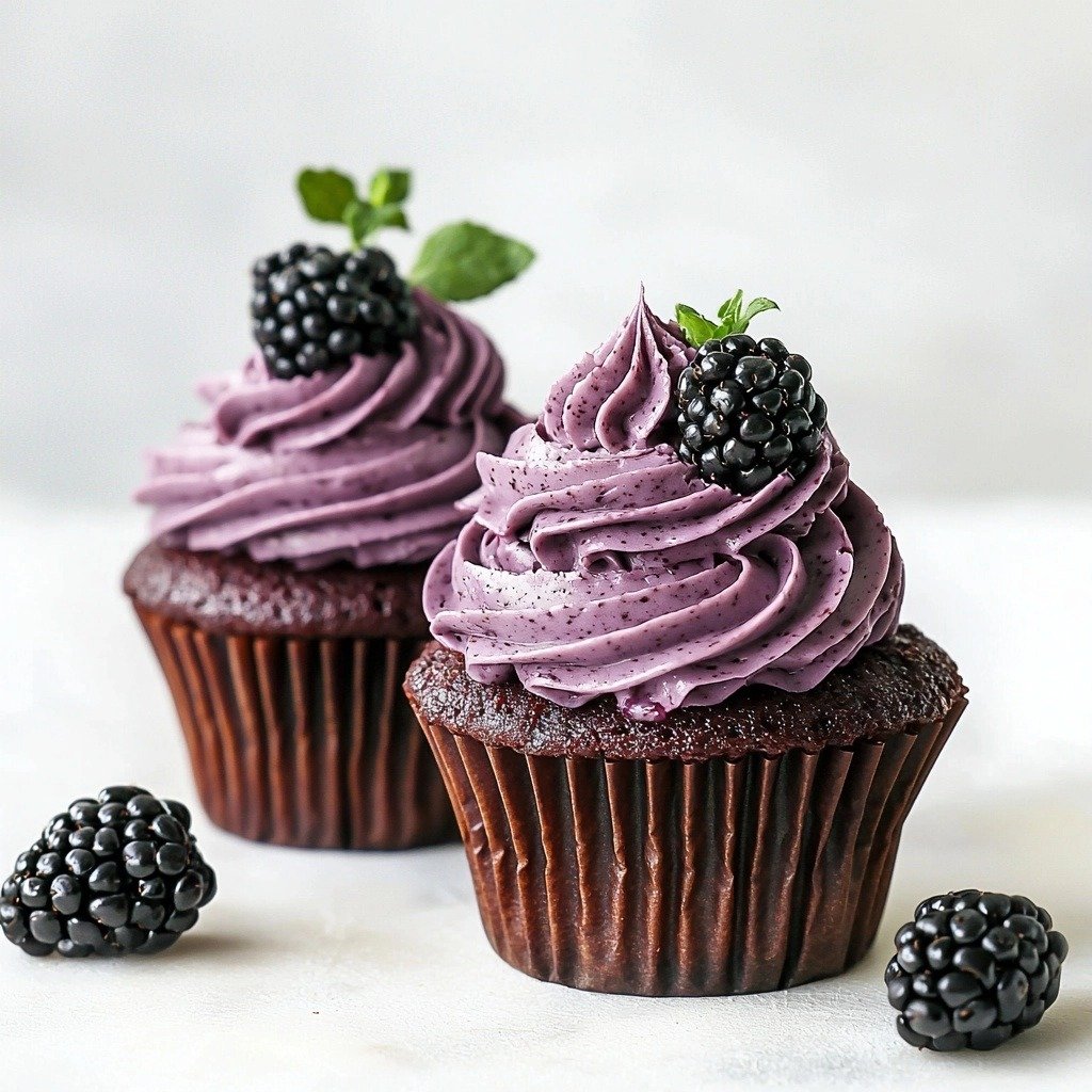 Chocolate Cupcakes with Blackberry Buttercream - featured image
