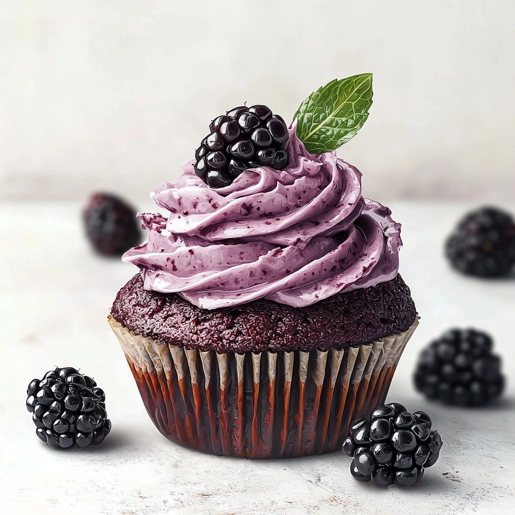 Chocolate Cupcakes with Blackberry Buttercream - step by step