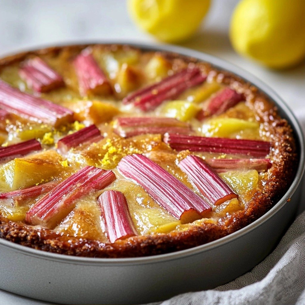 Creamy Rhubarb Custard Cake - featured image