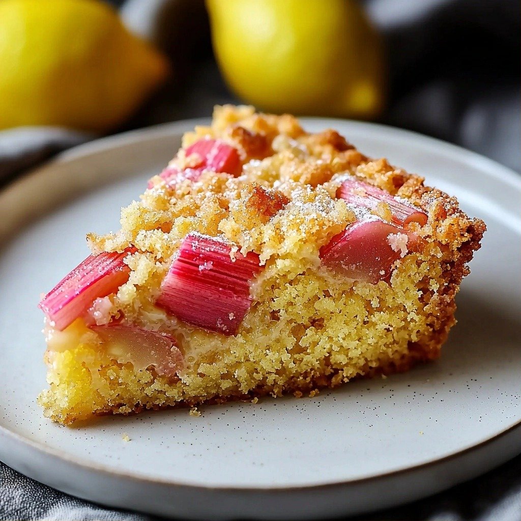 Creamy Rhubarb Custard Cake - step by step