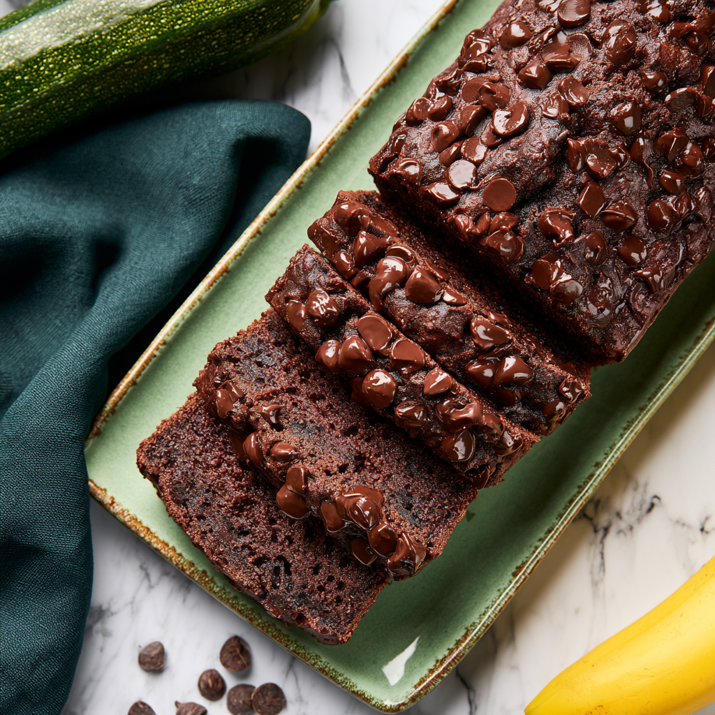 Moist Chocolate Zucchini Banana Bread