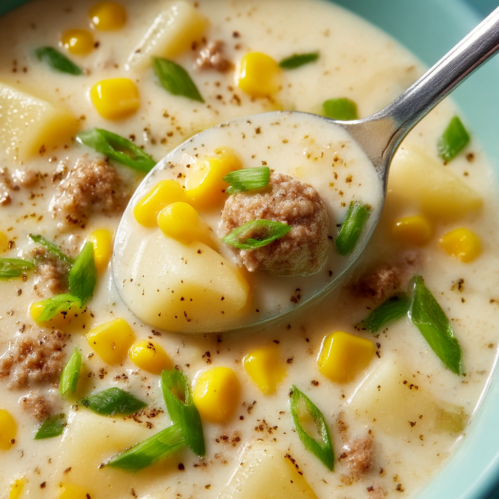 Homemade Sausage and Corn Chowder - step by step